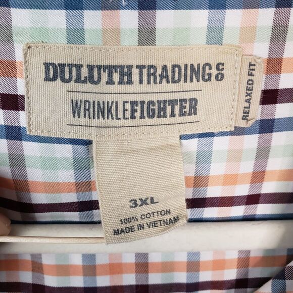 Duluth Trading Co Wrinklefighter Shirt Mens 3XL Plaid Cotton Workwear Casual - Picture 8 of 9